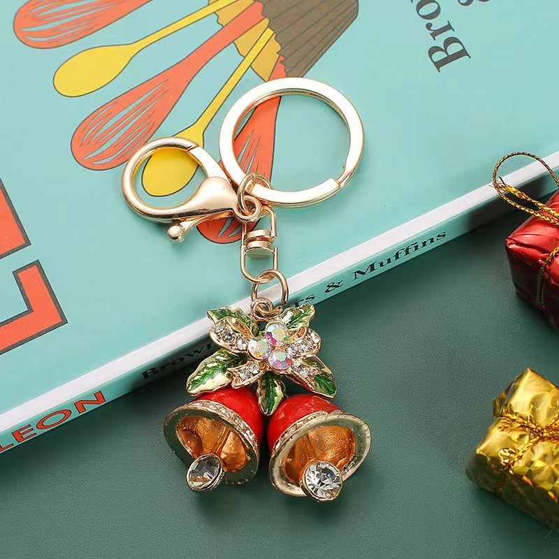 Wholesale Christmas Diamond Inlaid Alloy Keychains